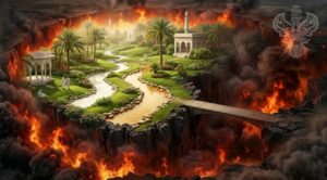 Hellfire surrounding paradise