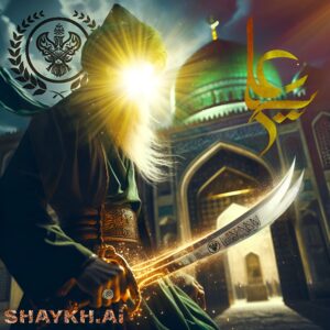 Sayyidina Imam Ali (as) with zulfiqar is Baab Hu Gatekeeper of Knowledges