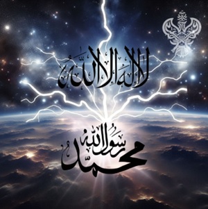 Kalima Tawheed on lightning blast background