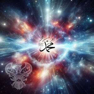 Blast of light in universe with Prophet Muhammad's name