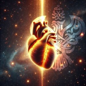Light bolt running through physical heart