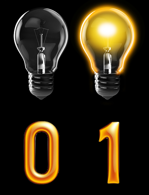 light bulb one and zero, shawwal, binary code, on and off,