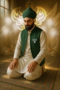 Man in attihayat pose during salah