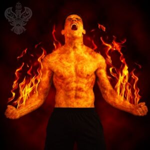 Man screaming while burning on fire