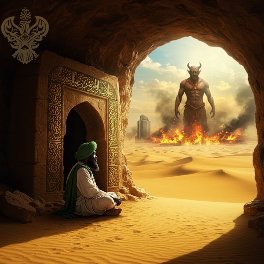 Man in cave approached by dajjal