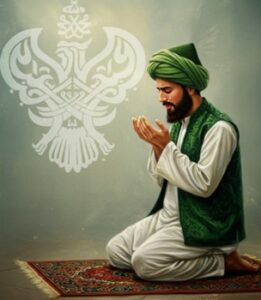Man crying in dua on carpet
