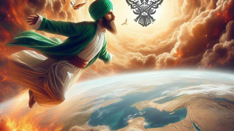 man-descending-heavens-fiery-earth