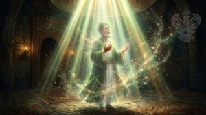 Man dissolving into light