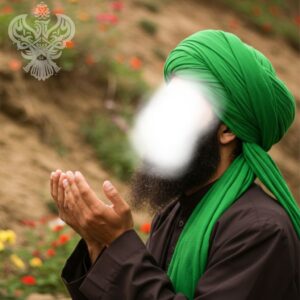 Man doing dua near flowers