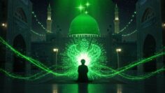 man-facing-madina-sharif-green-lights