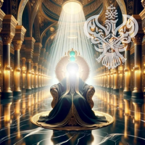 Man with glowing face sitting atop his throne