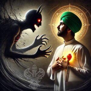 Demon coming to attack man's heart