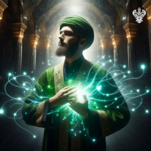 Man holding his emanating heart