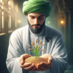 Man holding sprouted plant