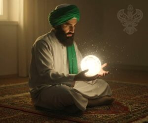 Man holding pearl of light