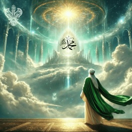 Man looking at Muhammadan mountain under blast of light