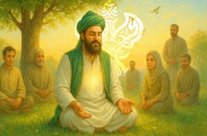 Man meditating among others