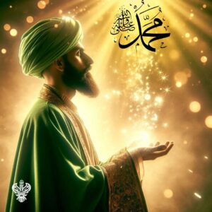 Man meditating with Muhammadan light drops