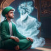 man meditating with devil