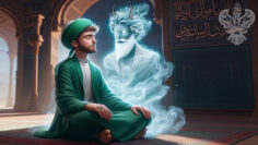 man meditating with devil
