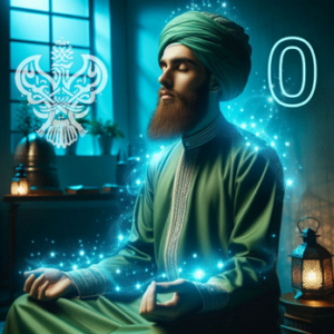 Man meditating with zero behind him