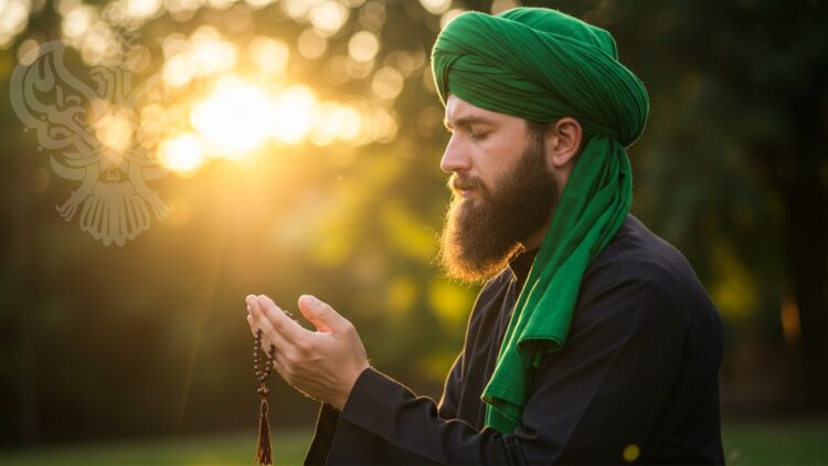 man praying with tasbih