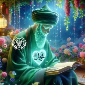 Man reading holy Qur'an with Muhammadan heart