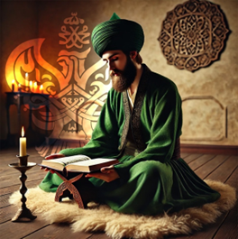 Man reads Holy Qur'an by candlelight