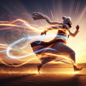 Man running with high energy