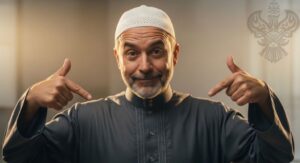 Man pointing to himself