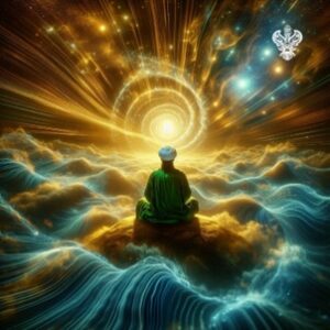 Man sitting in heavenly realm
