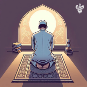 Man sitting in salah prayer