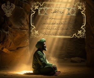 Man sitting below Surah al-Kahf