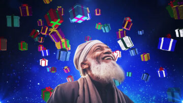 man smiling presents falling