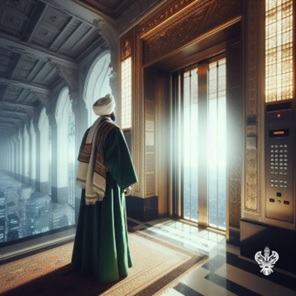 Man facing spiritual elevator