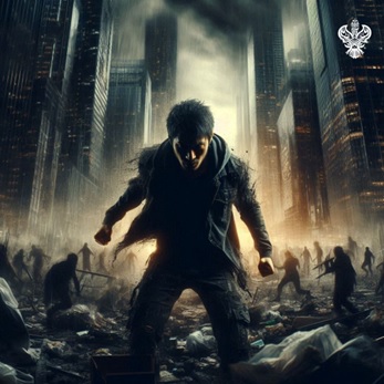 Man standing in darkness, oppression