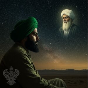 Man thinking of his shaykh on a starry night