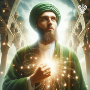 Man walking under arch with an enlightened heart
