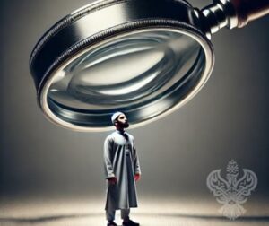Man under magnifiying glass