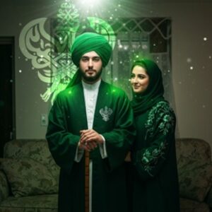 Man and woman standing in family roles