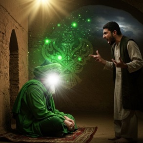 Man yelling at a heavenly man