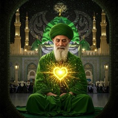 Yellow heart glowing of meditating man