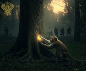 Monkey trapped by holding onto bananas