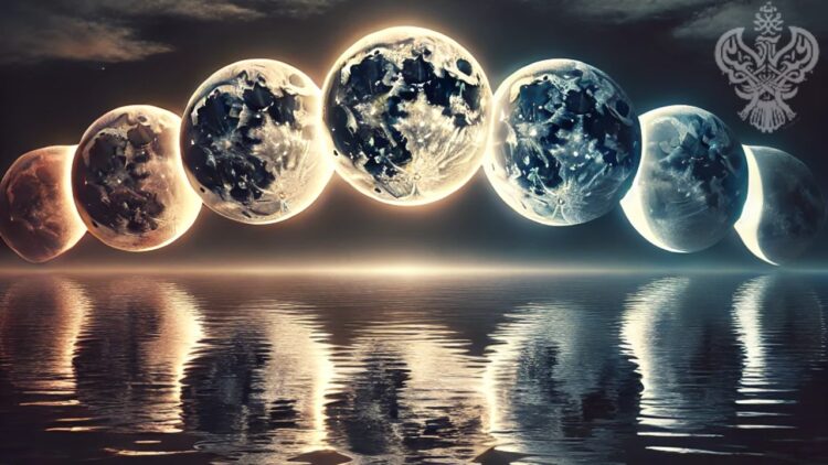 moon phases over water_AI