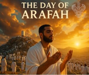 Man doing dua at Mount Arafah