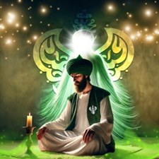 Muhammadan figure behind meditating man