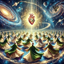 Muhammadan heart above dervishes