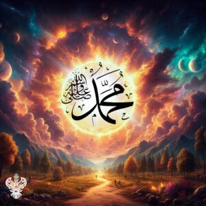Muhammadan sun bursting from clouds