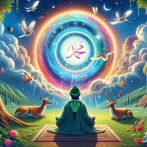 Multicolour Muhammadan portal surrounded by nature