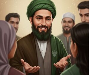 Sufi mureed talking to others in a loving manner